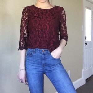 Maroon lace top